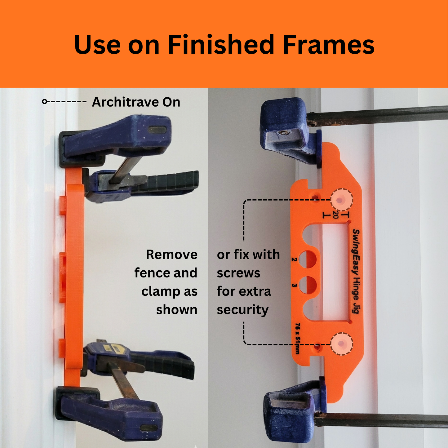 SwingEasy Hinge Jig Router Template | 76mm & 102mm | Quick-Grip Compatible