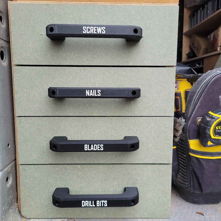 Customisable 150mm Drawer Handle with Embossed 3D text-Handle-Tool Mod Shop