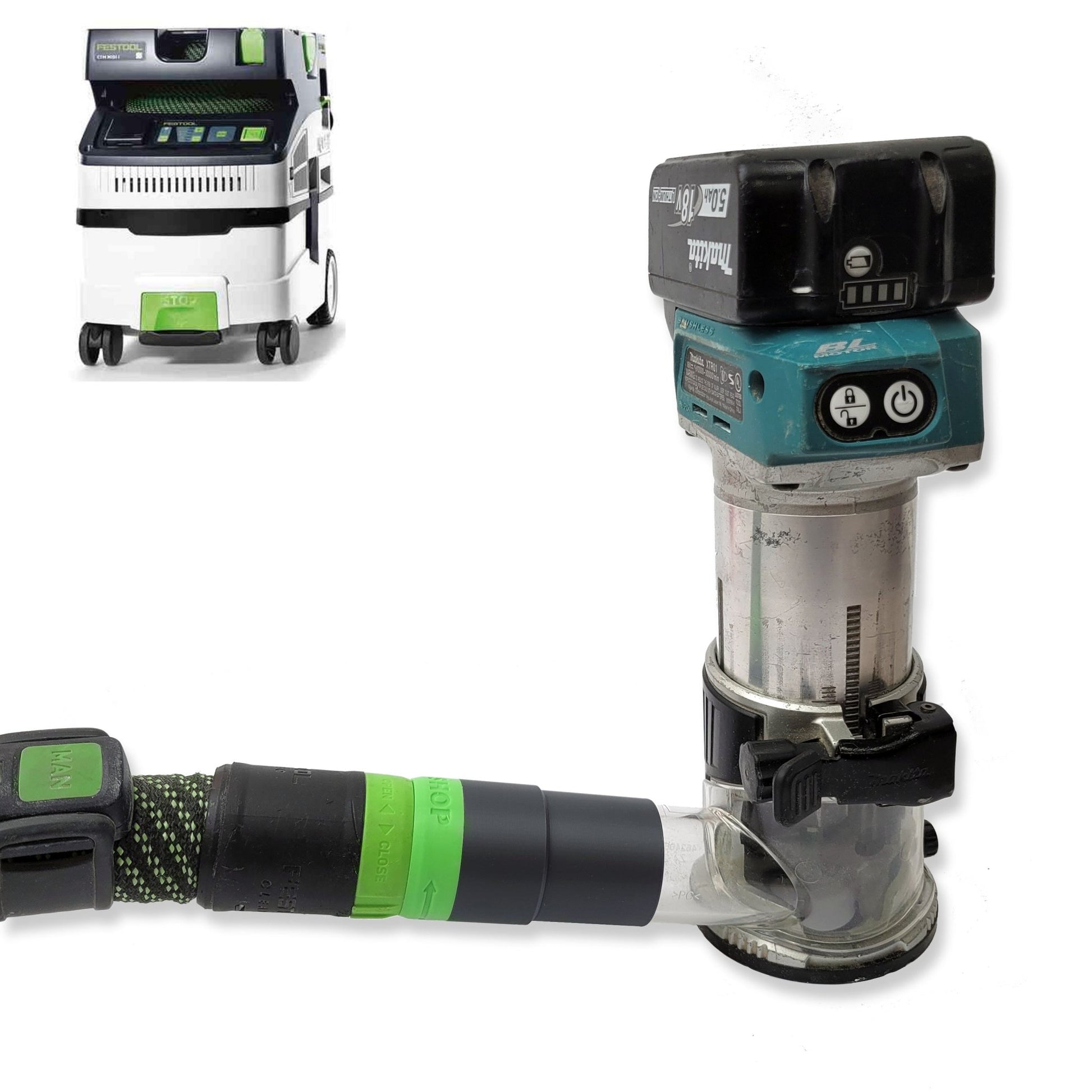 Festool Cleantec Vacuum Adaptor for Makita DRT50Z / RT700 trim router-Vacuum Adapter-Tool Mod Shop